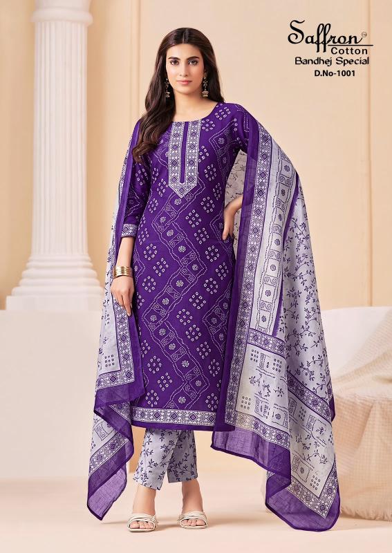 Saffron bandhej special dress material wholesale in hyderabad